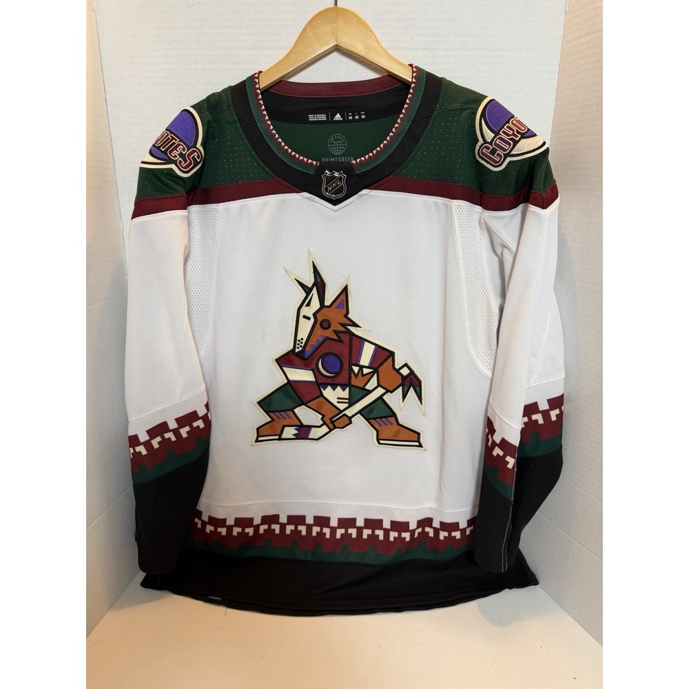 Adidas Prime Green Arizona Coyotes Kachina White NHL Size 50 Hockey Jersey 252